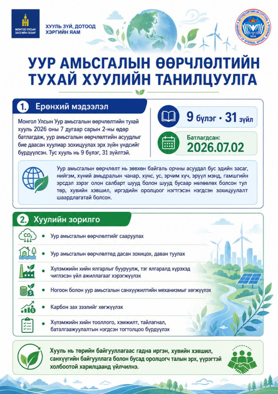 Уур амьсгалын өөрчлөлтийн тухай хуулиас